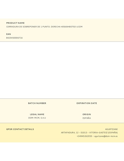 Cerradura de sobreponer de 1 punto. derecha 4056bhb075d ucem