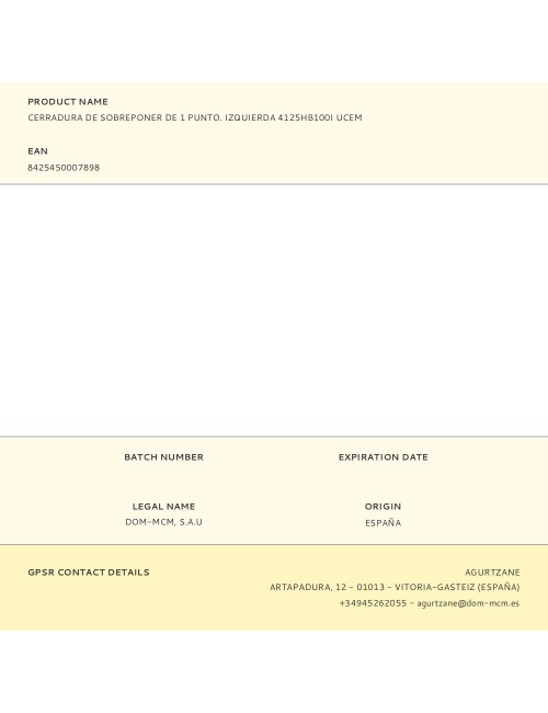 Cerradura de sobreponer de 1 punto. izquierda 4125hb100i ucem