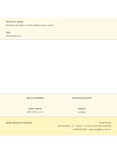 Bisagra de doble acción 0989he125mm ucem