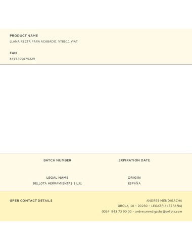 Llana recta para acabado. vt8611 viat