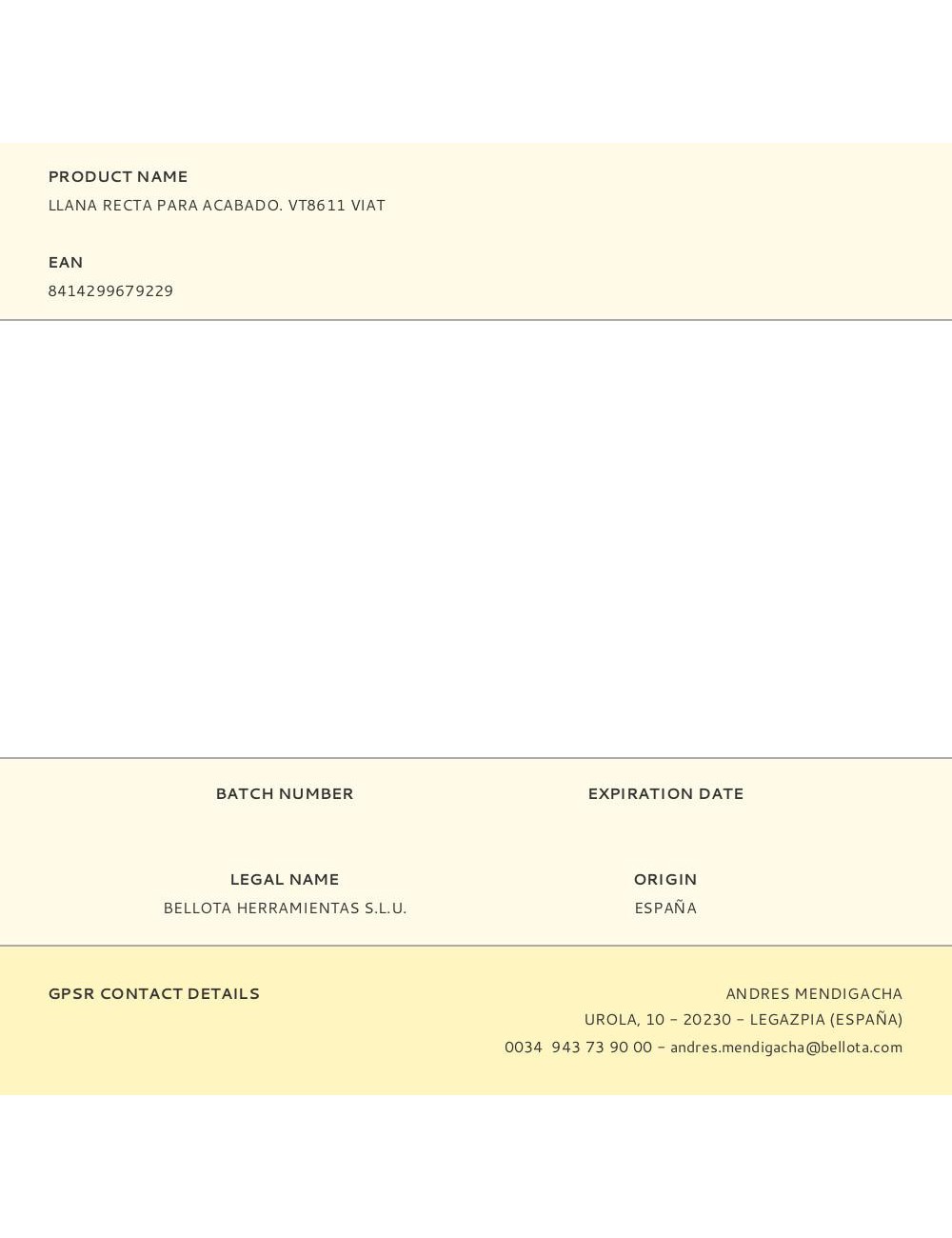 Llana recta para acabado. vt8611 viat