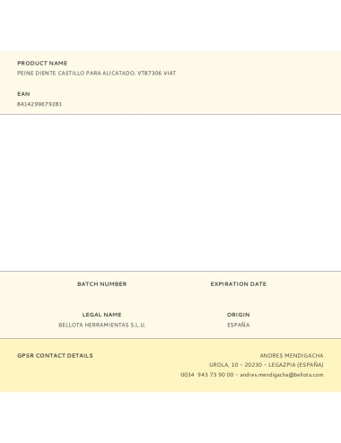 Peine diente castillo para alicatado. vt87306 viat