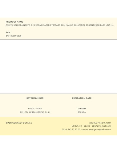 Paleta soldada norte, de chapa de acero tratada con mango bimaterial ergonómico para una mayor comodidad. vt44b viat