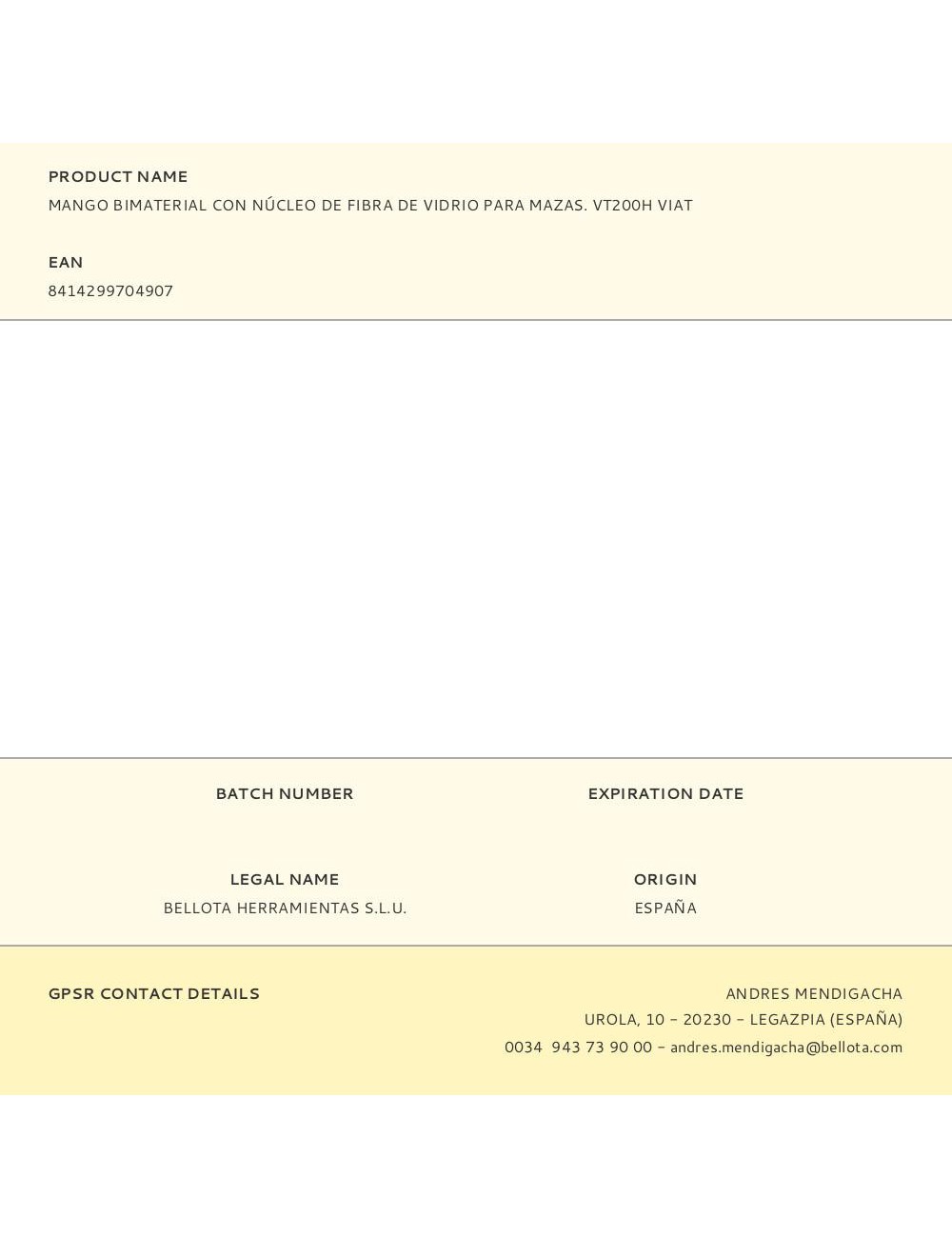 Mango bimaterial con núcleo de fibra de vidrio para mazas