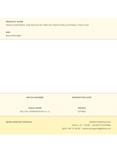 Mango bimaterial con núcleo de fibra de vidrio para alcotanas