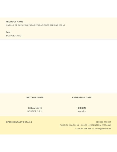 Masilla de capa fina para reparaciones rápidas 200 ml