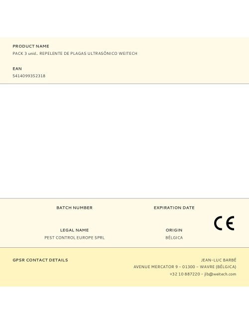 Pack 3 unid.. repelente de plagas ultrasónico weitech