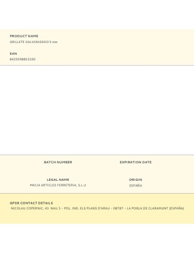 Grillete galvanizado 5 mm