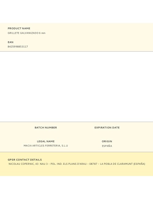 Grillete galvanizado 6 mm