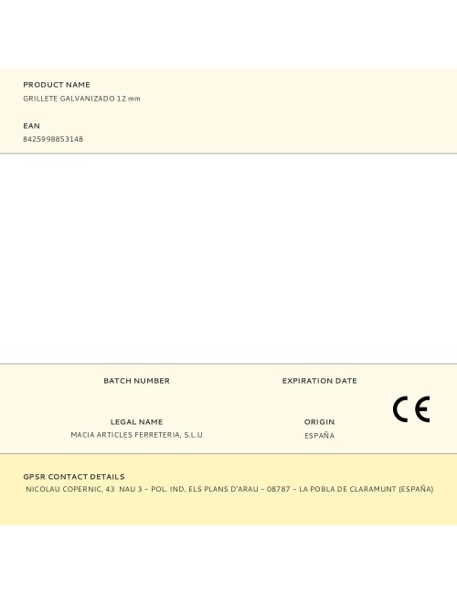 Grillete galvanizado 12 mm