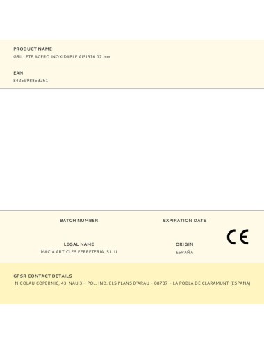 Grillete acero inoxidable aisi316 12 mm