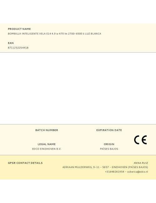 Bombilla inteligente vela e14 4.9 w 470 lm 2700-6500 k luz blanca