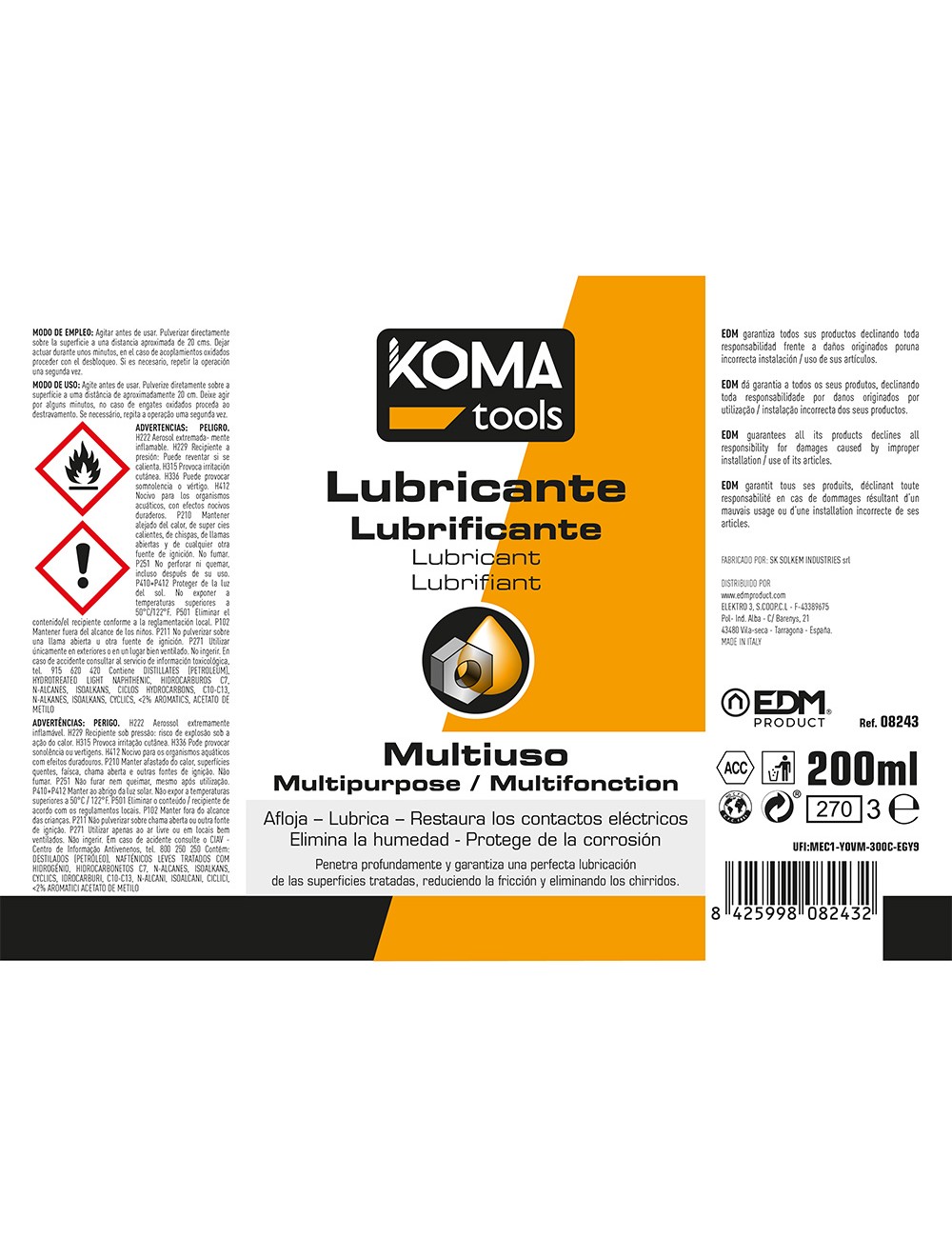 Lubricante multiusos spray 200 ml