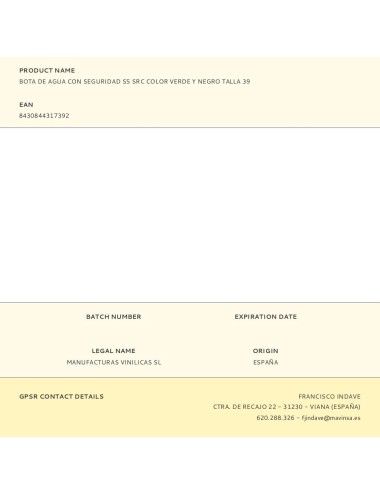 Bota de agua con seguridad s5 src color verde y negro talla 39