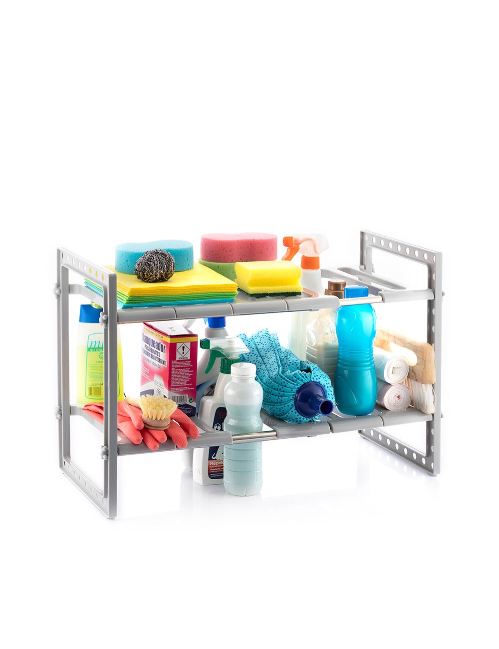 Estantería extensible de 2 estantes para fregadero shibblek 37,5 - 66,5 cm