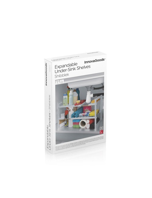 Estantería extensible de 2 estantes para fregadero shibblek 37,5 - 66,5 cm