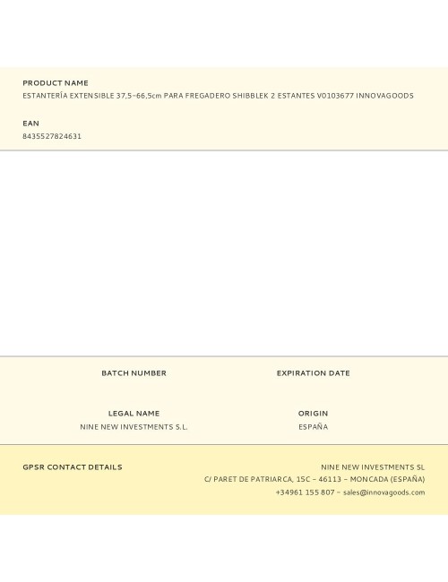 Estantería extensible de 2 estantes para fregadero shibblek 37,5 - 66,5 cm