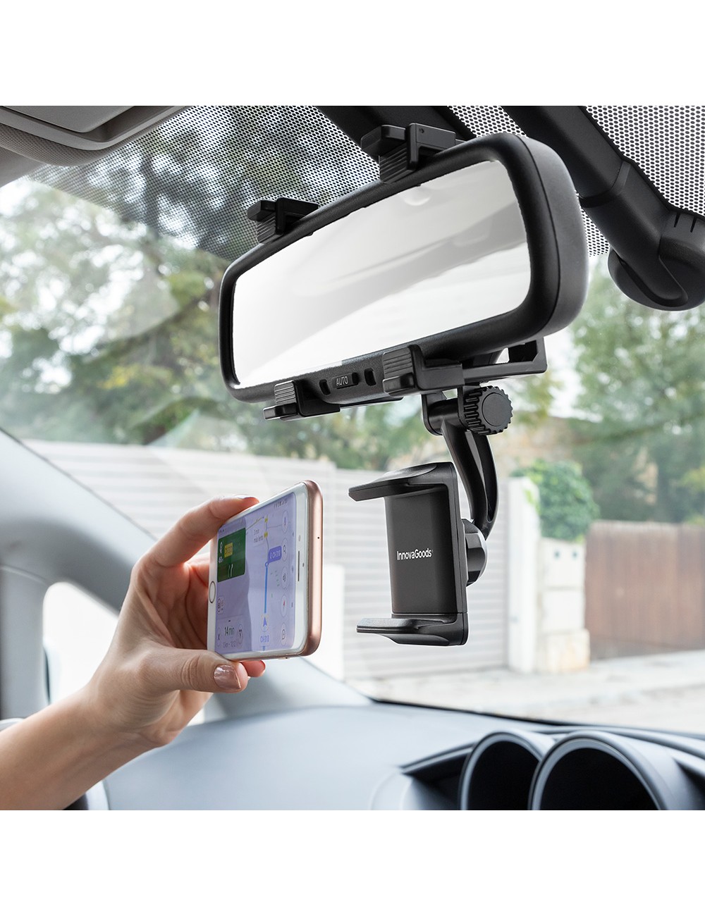 Soporte de smartphone para espejo retrovisor