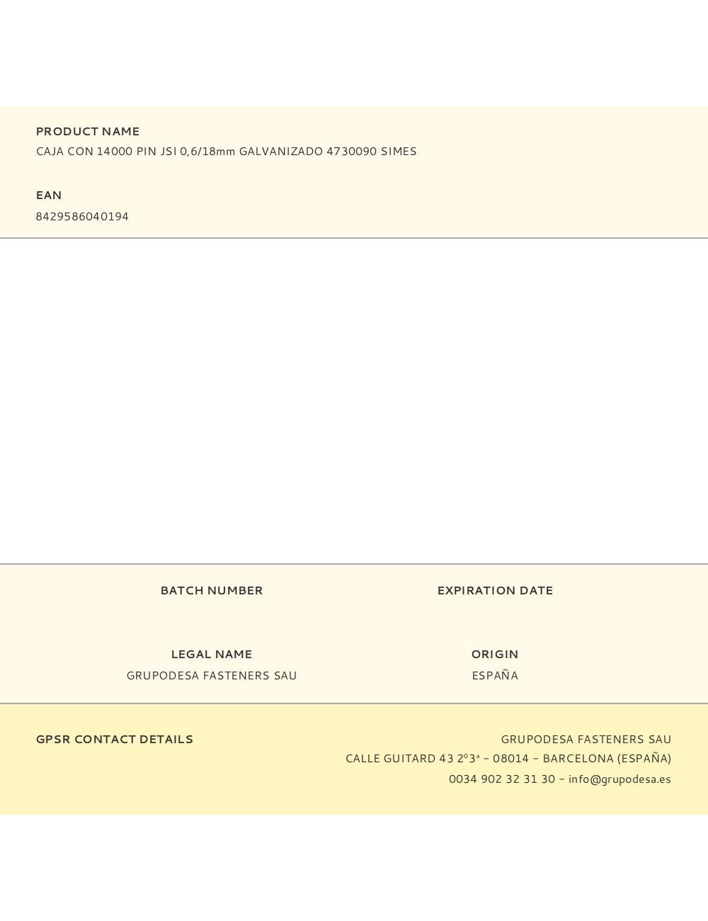 Caja con 14000 pin jsi 0,6/18mm galvanizado 4730090 simes