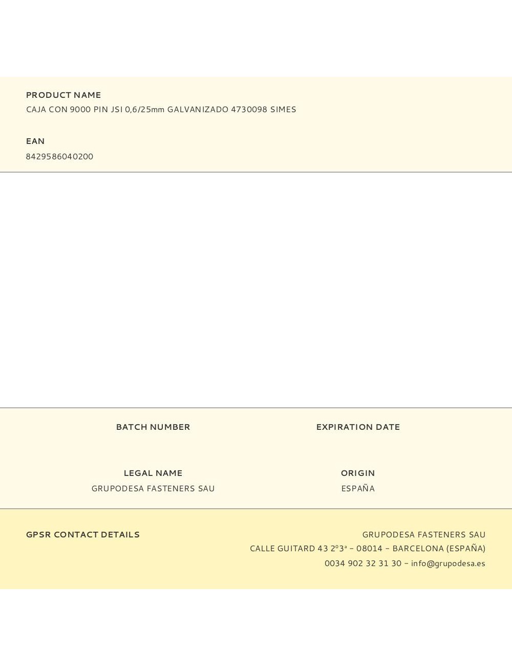 Caja con 9000 pin jsi 0,6/25mm galvanizado 4730098 simes