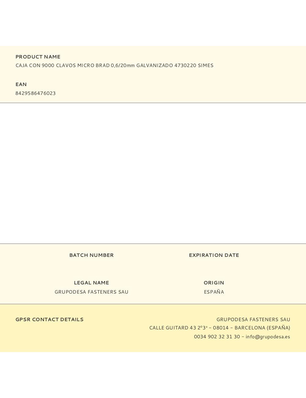 Caja con 9000 clavos micro brad 0,6/20mm galvanizado 4730220 simes