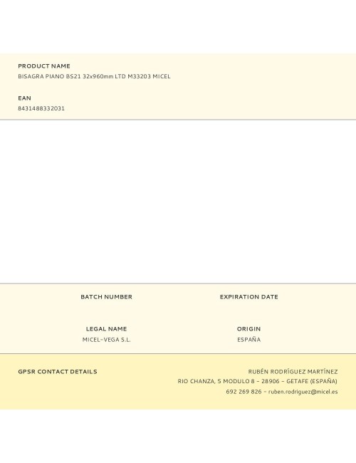 Bisagra piano bs21 32x960mm ltd m33203 micel