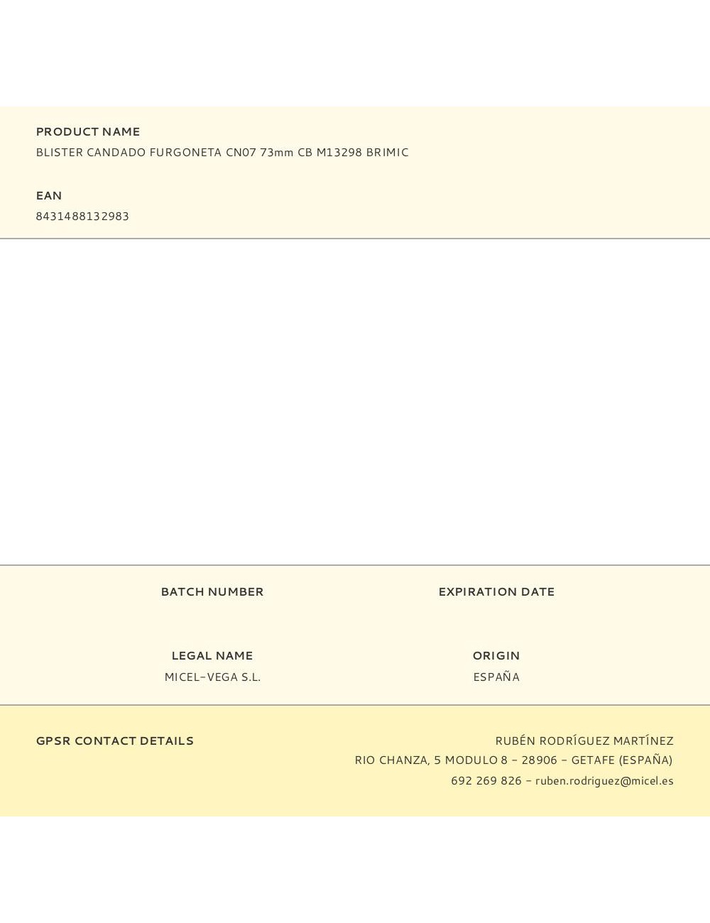 Blister candado furgoneta cn07 73mm cb m13298 brimic