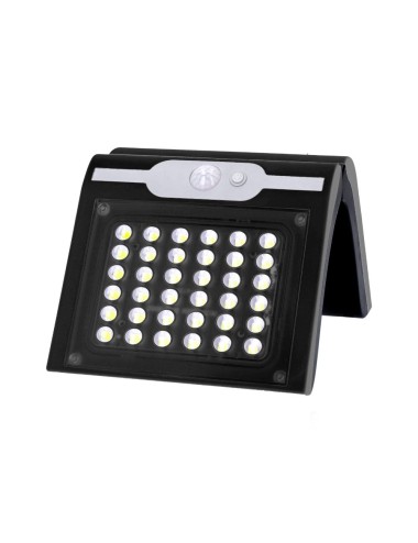 Aplique solar con sensor color negro, 2 w