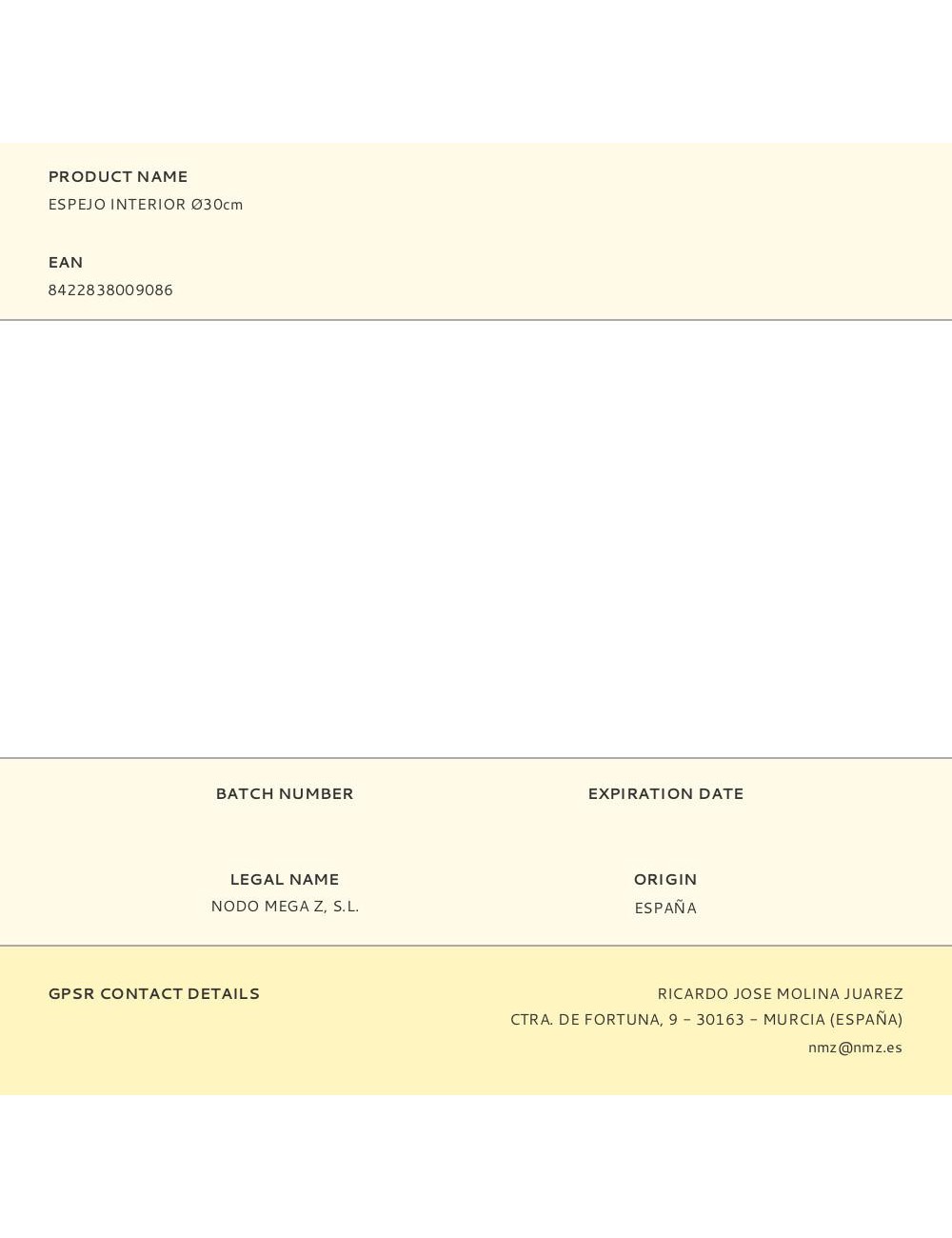 Espejo interior ø30cm