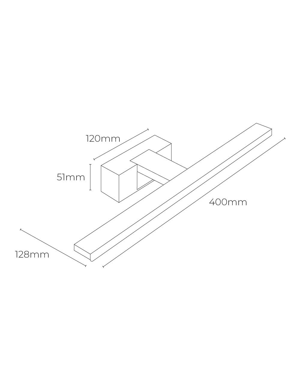 Lámpara led de pared o espejo 8 w 4.000 k 800 lm luz día 40 x 12,8 x 5,10 cm