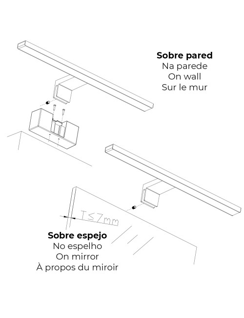 Lámpara led de pared o espejo 8 w 4.000 k 800 lm luz día 40 x 12,8 x 5,10 cm
