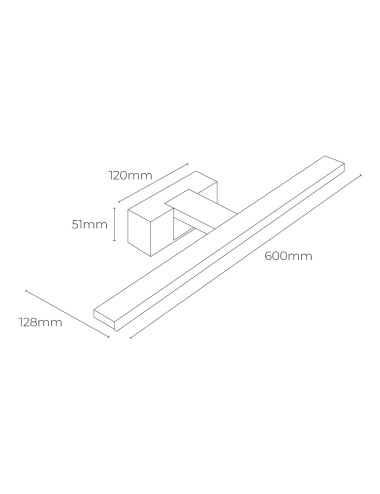 Lámpara led de pared o espejo 12 w 1.270 lm 4.000 k, luz día 60 x 12,8 x 5,10 cm