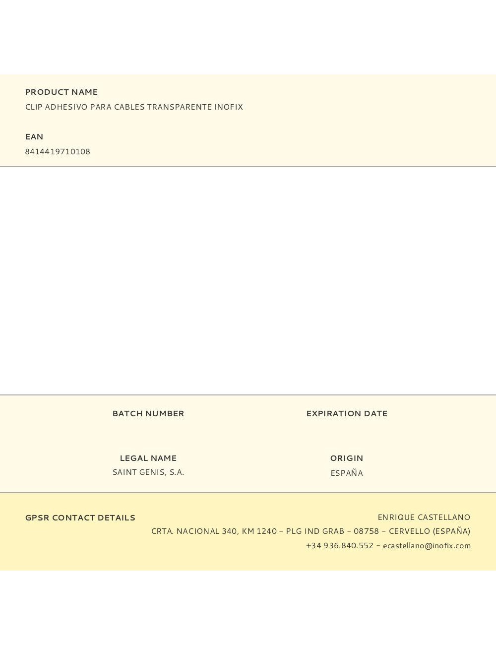 Clip adhesivo para cables transparente inofix