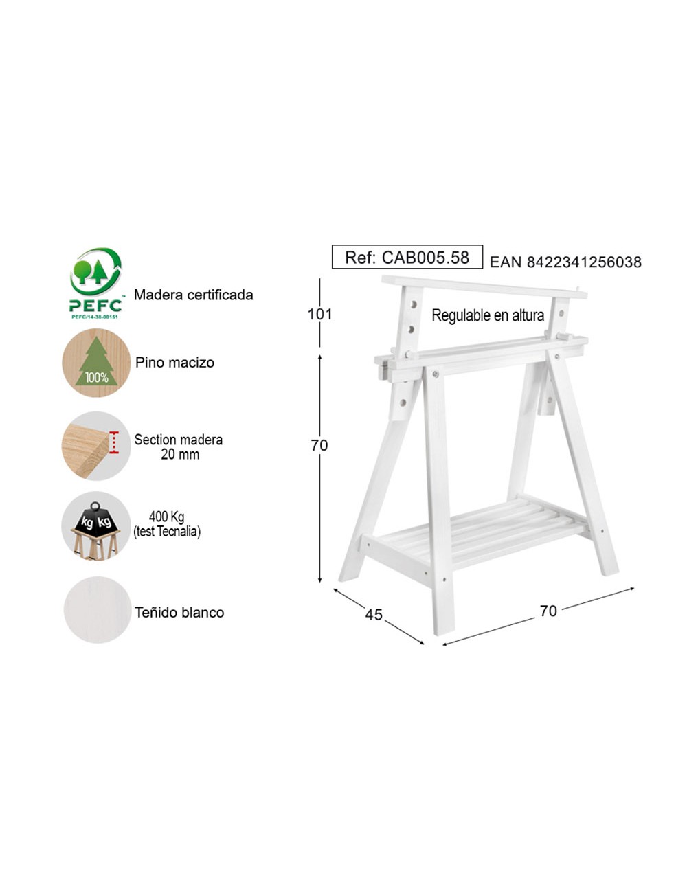 Caballete architect pino macizo blanco astigarraga