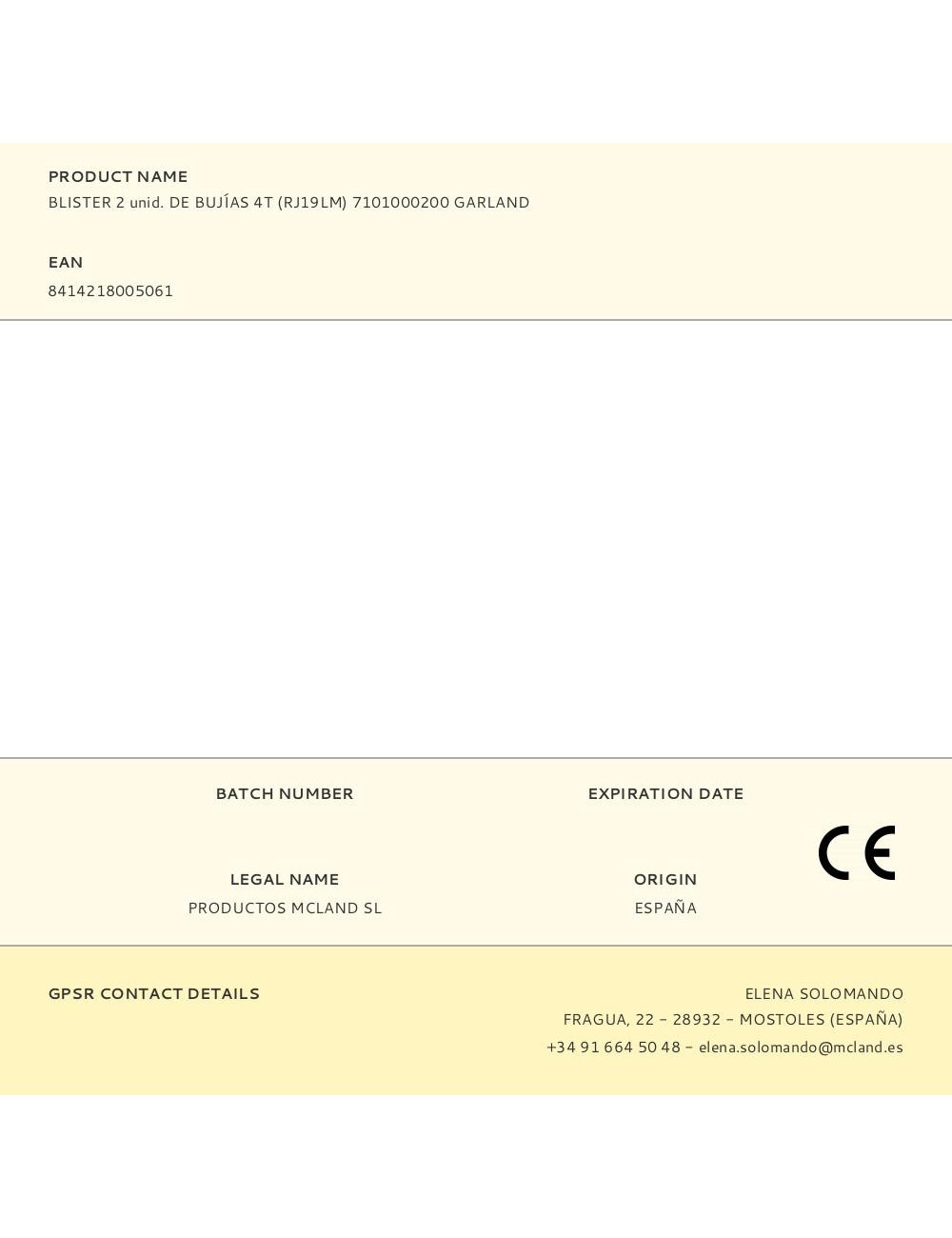 Blister 2 unid. de bujías 4t (rj19lm) 7101000200 garland