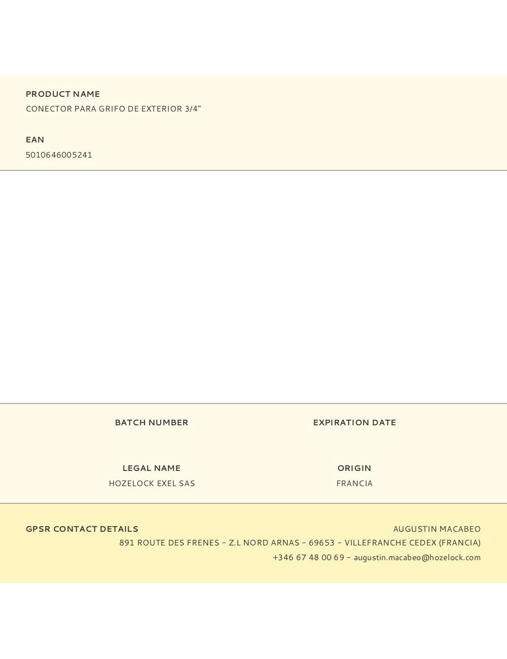 Conector para grifo de exterior 3/4''