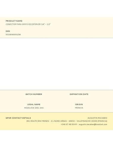 Conector para grifo de exterior 3/4'' - 1/2''