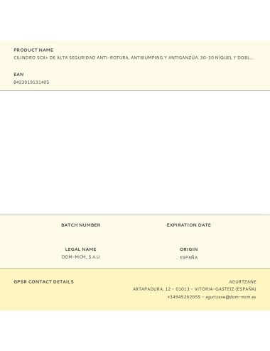 Cilindro scx+ de alta seguridad anti-rotura, antibumping y antiganzúa. 30-30 níquel y doble embrague. scx+den:30-30 mcm