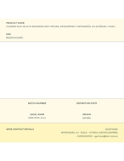 Cilindro scx+ de alta seguridad anti-rotura, antibumping y antiganzúa. 30-30 níquel y doble embrague. scx+den:30-30 mcm