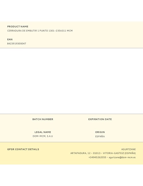 Cerradura de embutir 1 punto 1301-235a311 mcm