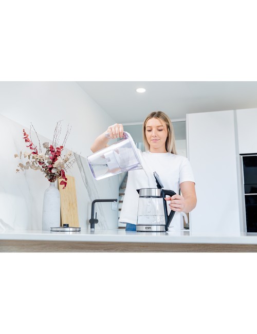 Hervidor de agua de cristal + acero inoxidable 1850 - 2200 w 1,7 l