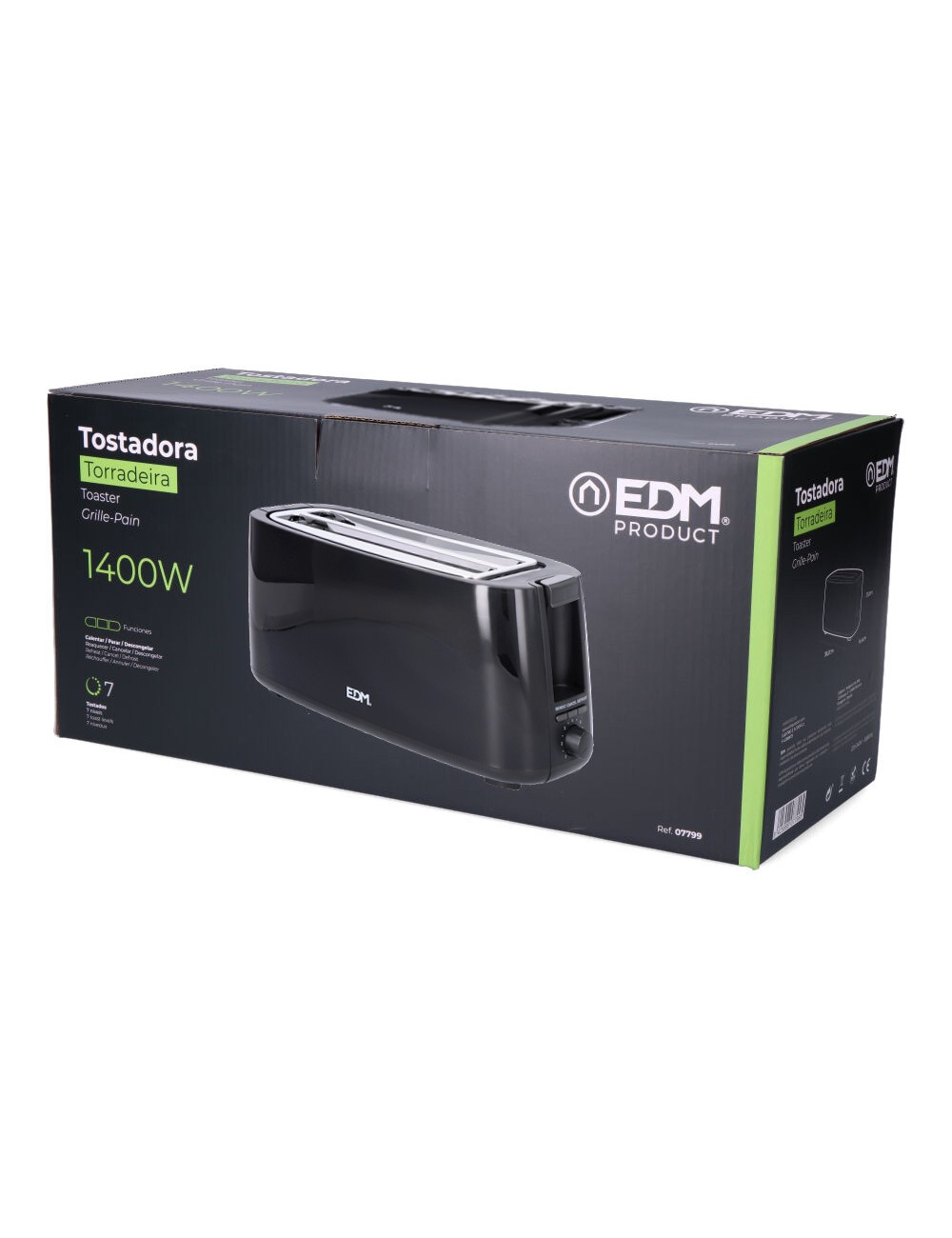 Tostadora doble ranura larga black design, 1400 w