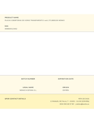 Placas cobertoras de vidrio transparente 30 x 52 cm, 2 uds