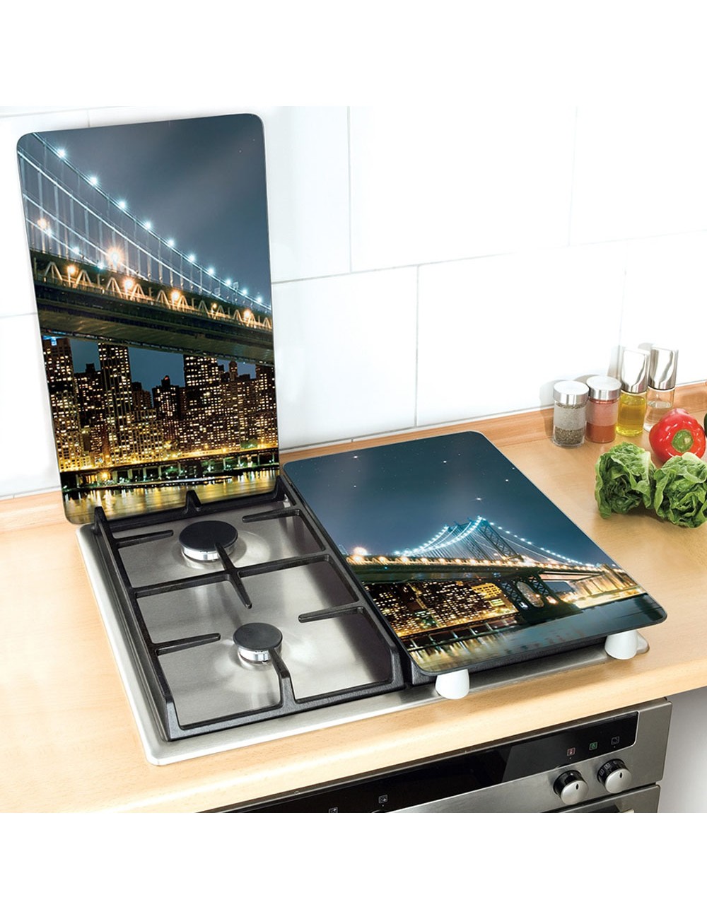 Placas cobertoras de vidrio brooklyn bridge 30 x 52 cm, 2 uds