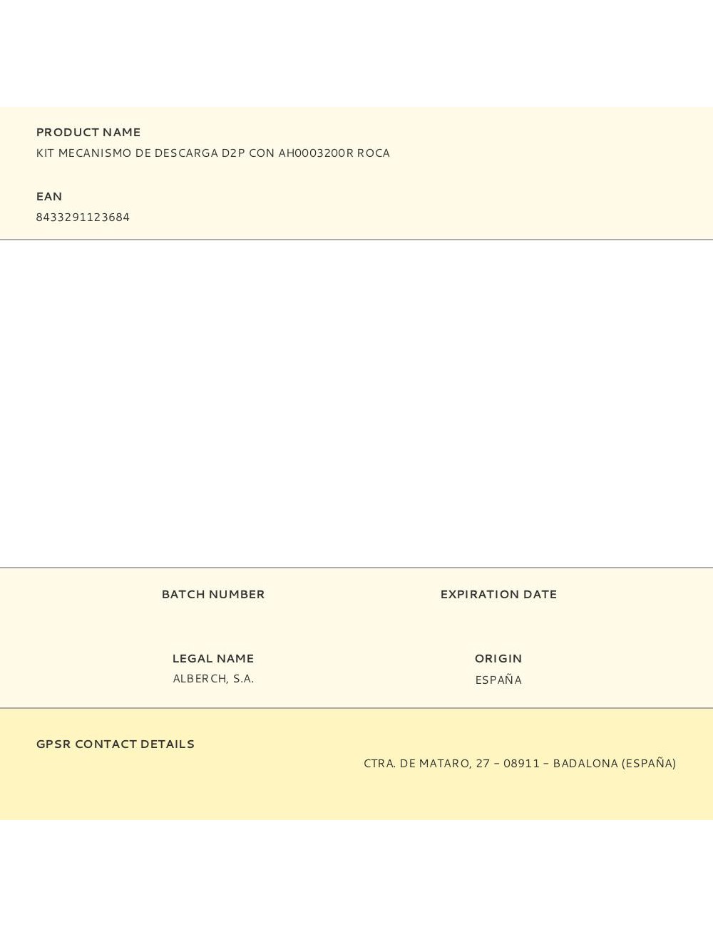 Kit mecanismo de descarga d2p con ah0003200r roca