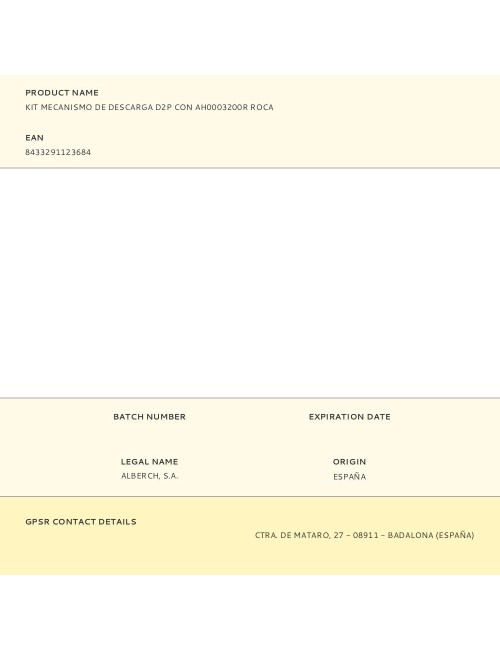 Kit mecanismo de descarga d2p con ah0003200r roca