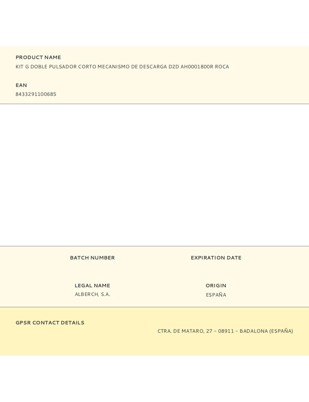 Kit g doble pulsador corto mecanismo de descarga d2d ah0001800r roca