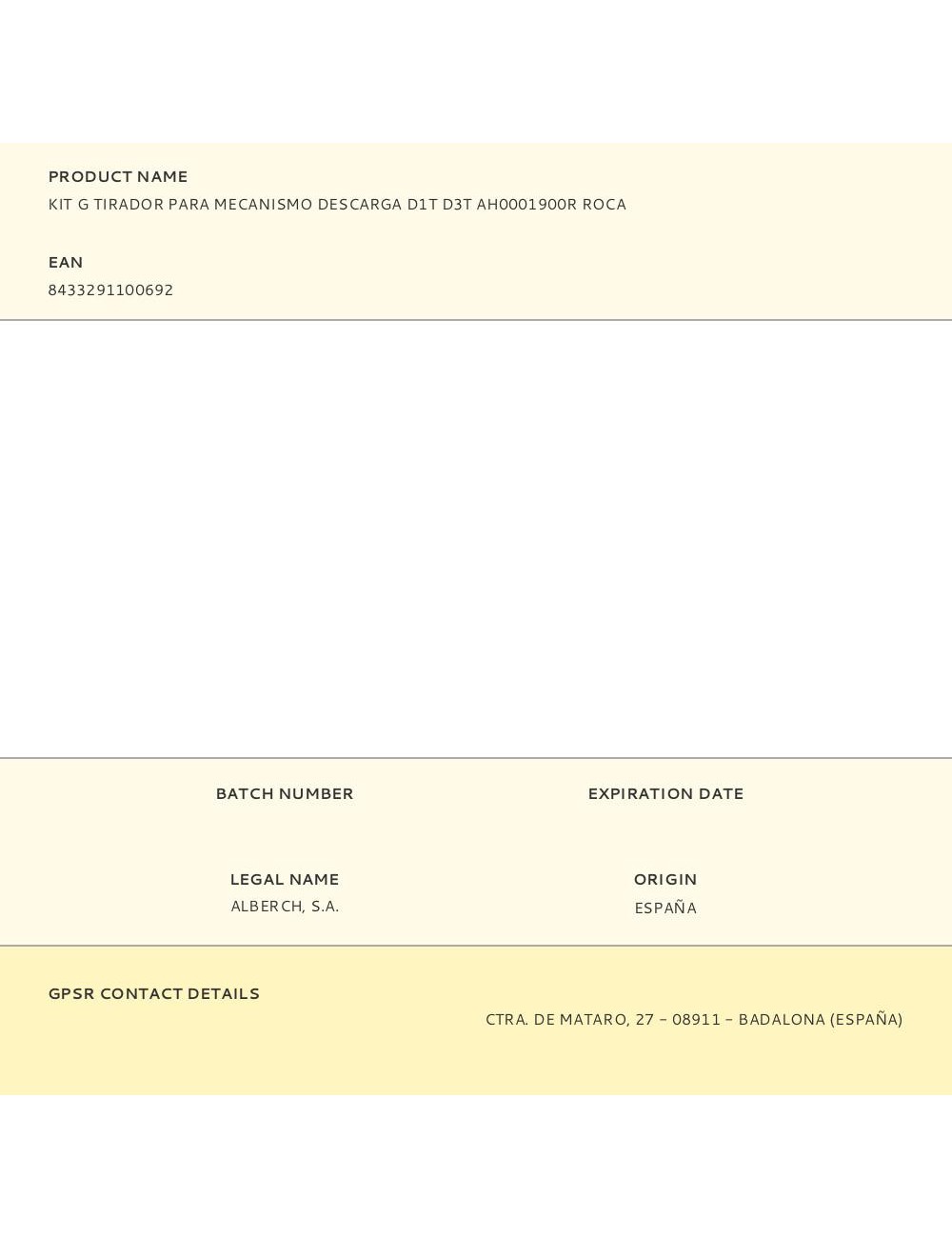 Kit g tirador para mecanismo descarga d1t d3t ah0001900r roca