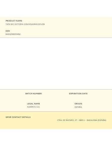 Tapa wc victoria con bisagras nylon