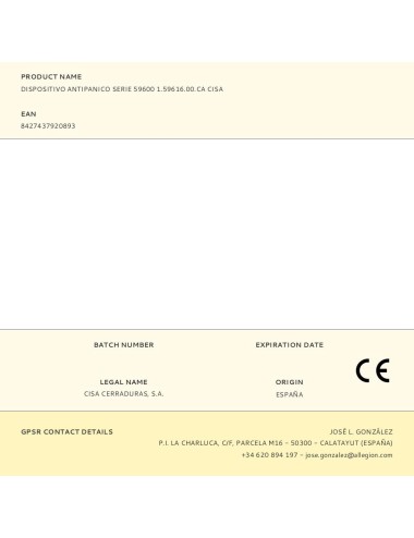 Dispositivo antipanico serie 59600 1.59616.00.ca cisa